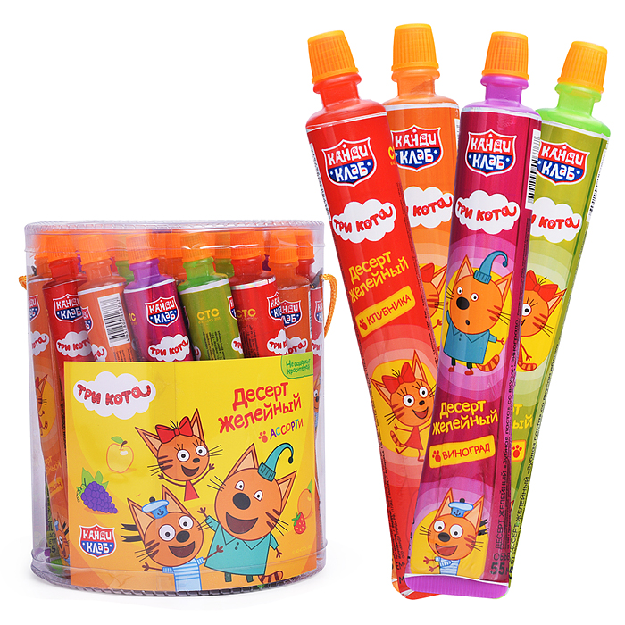 Десерт желейный "Зубная паста" ассорти (Три кота) 55гр*30шт