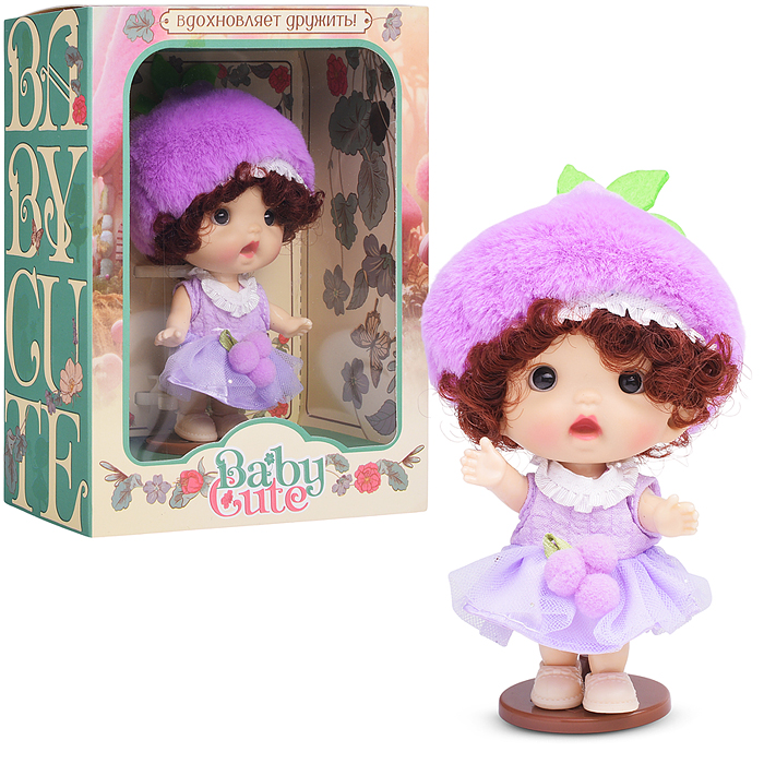 Виниловая кукла Baby Cute Flower с подставкой, 10 см "Лаванда" Виниловая кукла Baby Cute Flower с подставкой, 10 см "Лаванда"
