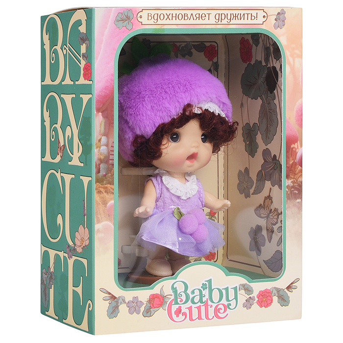 Виниловая кукла Baby Cute Flower с подставкой, 10 см "Лаванда"