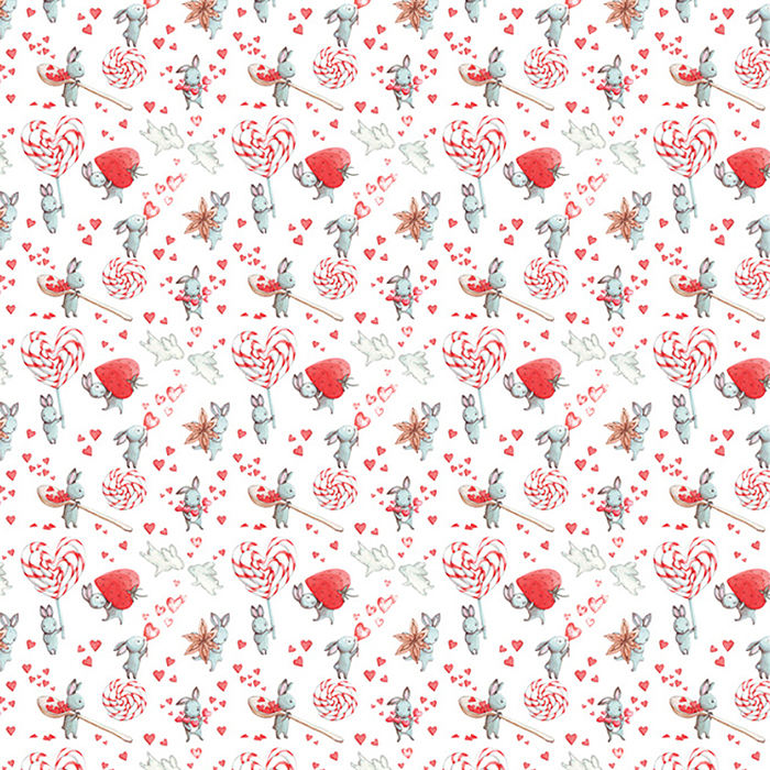 Упаковочная бумага глянц. 70*100см, "Love", 80 г/м2, ассорти, 4 дизайна