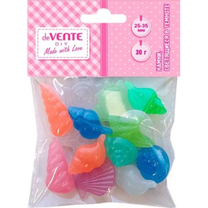 Камни, светящиеся в темноте "DIY Морская коллекция" 25-35 мм, 14 шт (около 30 г), в пластик