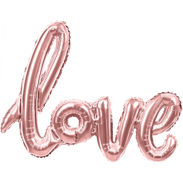 Шар (41''/104 см) Фигура, Надпись "Love", Розовое Золото, 1 шт. в уп.
