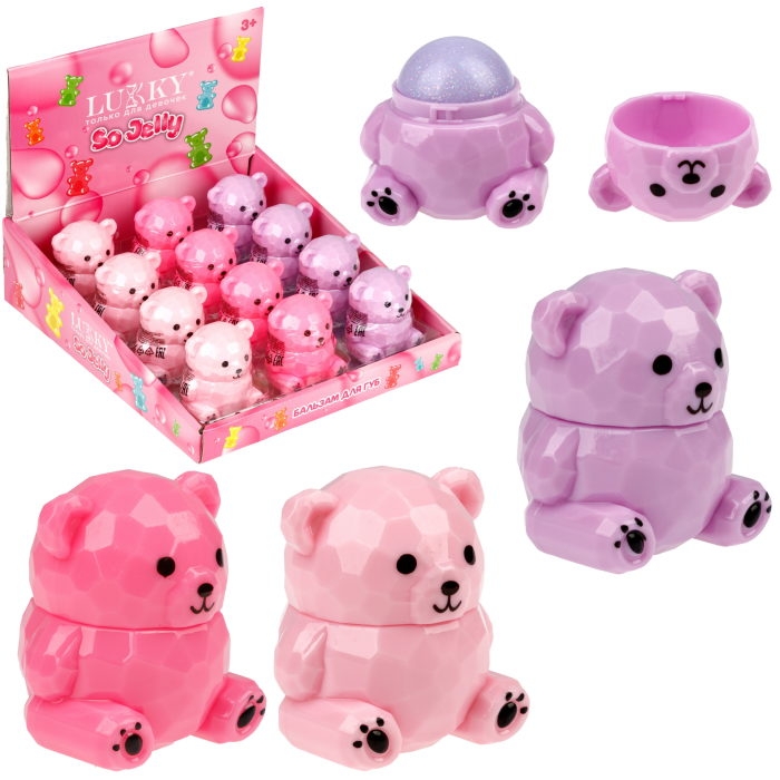 Бальзам для губ дет "Гламурные Зверушки" с блёстками, Мишка Тедди, 9гр,