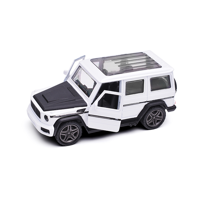 Белая инерционная машинка Джип с люком die-cast,1:32, открывающиеся двери