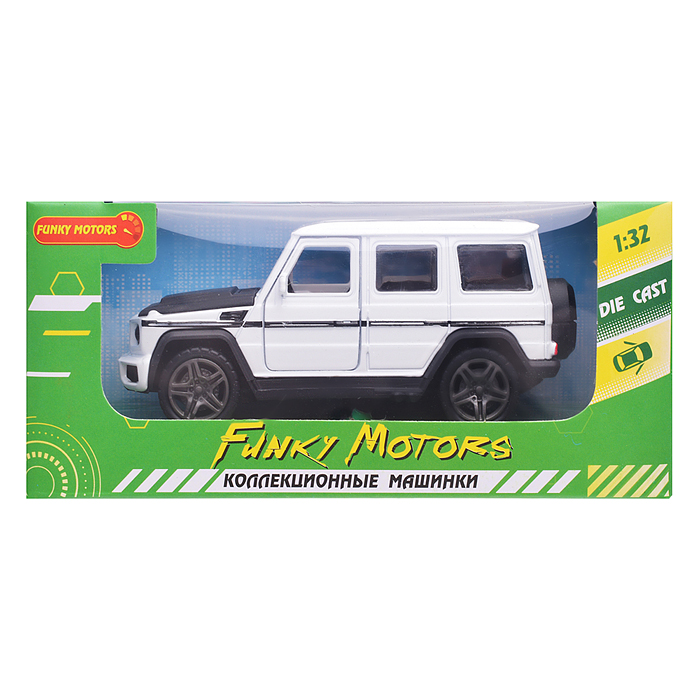 Белая инерционная машинка Джип с люком die-cast,1:32, открывающиеся двери
