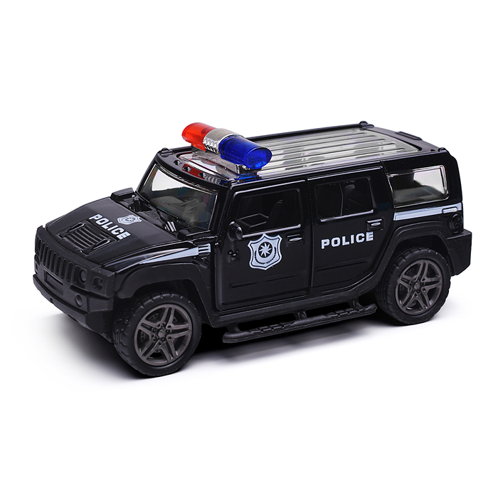Чёрная инерционная служебная машинка с мигалкой die-cast,1:32, открывающиеся двери