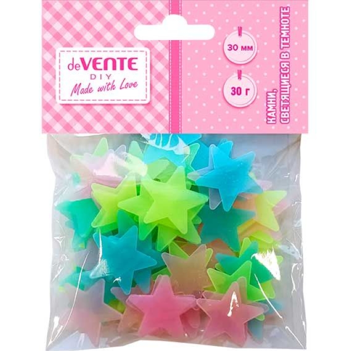 Камни, светящиеся в темноте "DIY Ночные звезды" 30 мм, 30 г, в пластиковом пакете с блистер