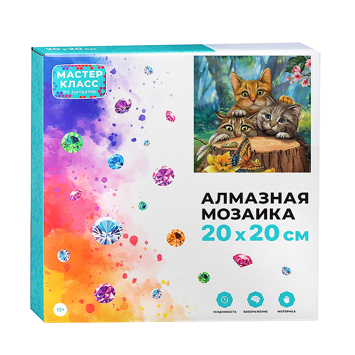 Фото к товару Мозаика алмазная MKA2020-51 "Котятки" (с гирляндой) 20*20см. Мозаика алмазная MKA2020-51 "Котятки" (с гирляндой) 20*20см.
