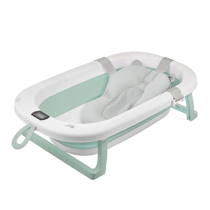 Ванночка складная с термометром и матрасиком, зеленая Ванночка складная с термометром и матрасиком, зеленая