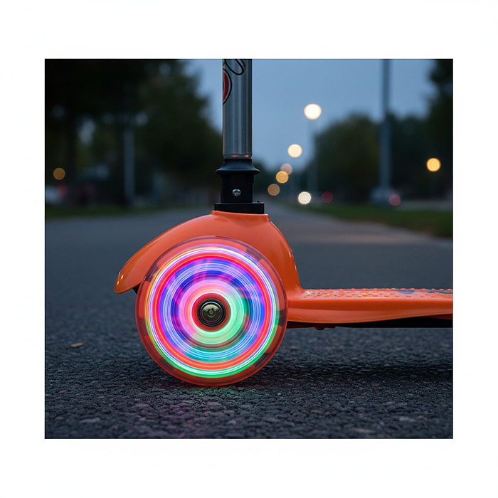 Фото к товару Самокат U026125Y оранжевый, 3-х колесный, в коробке Самокат U026125Y оранжевый, 3-х колесный, в коробке