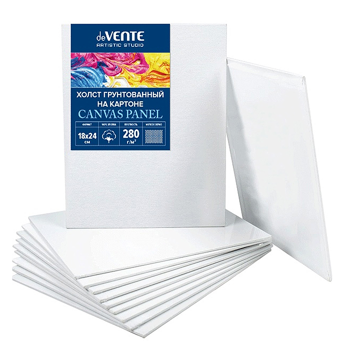 Холст на картоне 18x24 см грунтованный "ARTISTIC STUDIO" 100% хлопок 280 г/м², мелкое зерно Холст на картоне 18x24 см грунтованный "ARTISTIC STUDIO" 100% хлопок 280 г/м², мелкое зерно