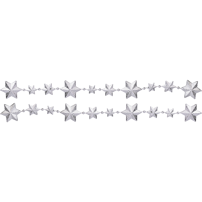 Фото к товару Бусы новогодние S2639 "Серебряные звёзды" (4м) в пакете Бусы новогодние S2639 "Серебряные звёзды" (4м) в пакете