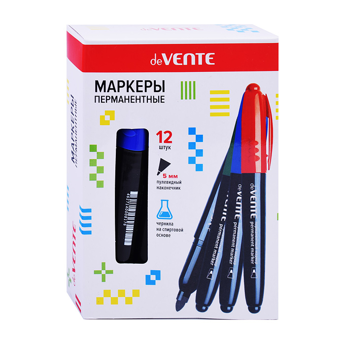 Фото к товару Маркер перманентный круглый корпус, с клипом, пулевидный наконечник, ширина линии 5 мм, си Маркер перманентный круглый корпус, с клипом, пулевидный наконечник, ширина линии 5 мм, си