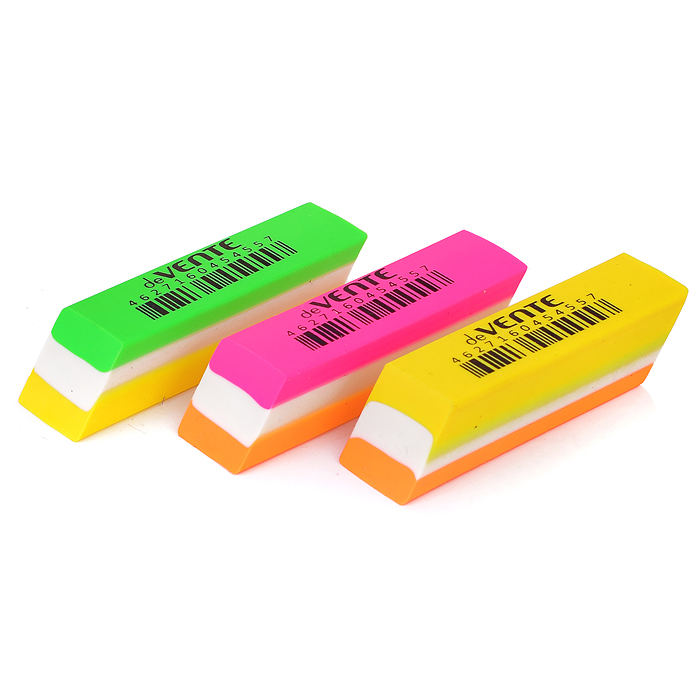 Ластик "Bubble Gum" синтетический каучук, прямоугольный скошенный цветной слоеный, 55x15x13
