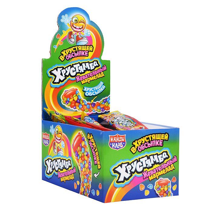 Фото к товару Жевательный мармелад в хрустящей обсыпке "Хрустямба" 10г*30шт Жевательный мармелад в хрустящей обсыпке "Хрустямба" 10г*30шт