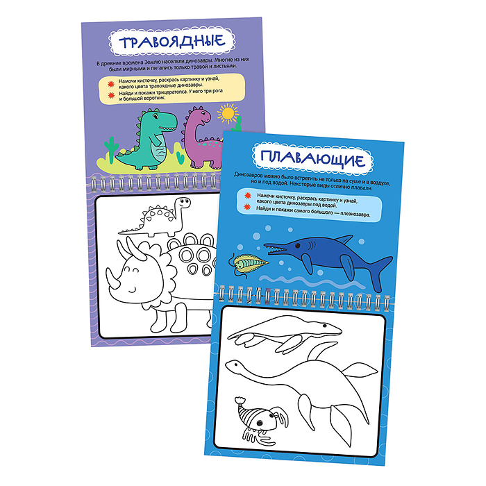 Фото к товару Многоразовые водные раскраски. Динозавры Многоразовые водные раскраски. Динозавры