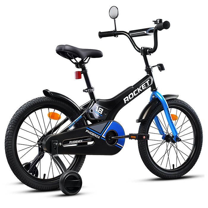 Фото к товару Велосипед 18" Rocket Phoenix, цвет черно/синий Велосипед 18" Rocket Phoenix, цвет черно/синий