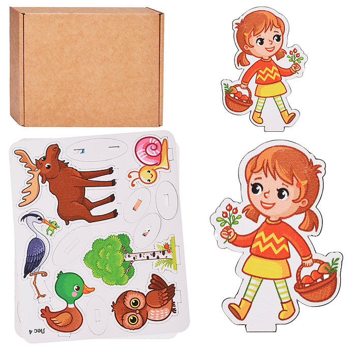 Игровой набор "В лесу" (дерево) крафтовая коробка Игровой набор "В лесу" (дерево) крафтовая коробка