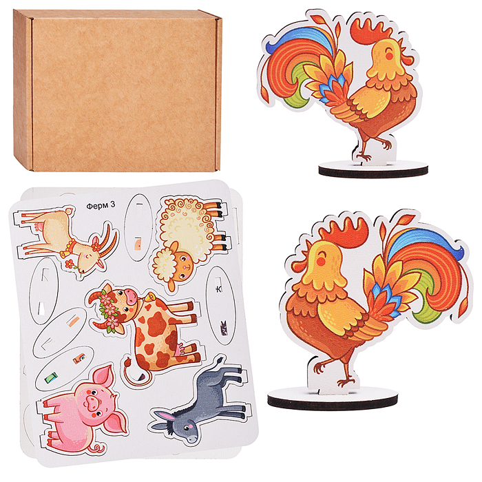 Игровой набор "Ферма" (дерево) крафтовая коробка Игровой набор "Ферма" (дерево) крафтовая коробка