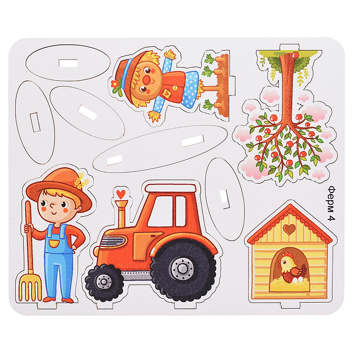 Игровой набор "Ферма" (дерево) крафтовая коробка 