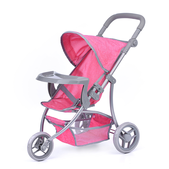 Коляска для кукол 9377B-T, 3-х колесная, металлическая, складная, прогулочная с козырьком, с корзин Коляска для кукол 9377B-T, 3-х колесная, металлическая, складная, прогулочная с козырьком, с корзин