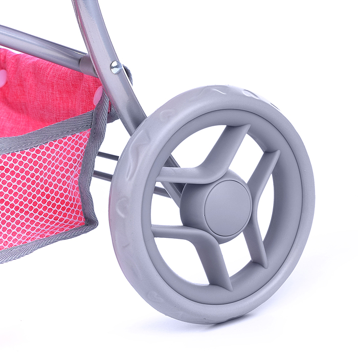 Фото к товару Коляска для кукол 9377B-T, 3-х колесная, металлическая, складная, прогулочная с козырьком, с корзин Коляска для кукол 9377B-T, 3-х колесная, металлическая, складная, прогулочная с козырьком, с корзин