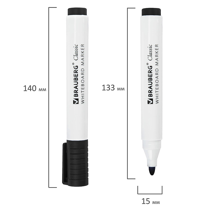 Фото к товару Маркер стираемый для белой доски черный, "CLASSIC", 3 мм, с клипом Маркер стираемый для белой доски черный, "CLASSIC", 3 мм, с клипом