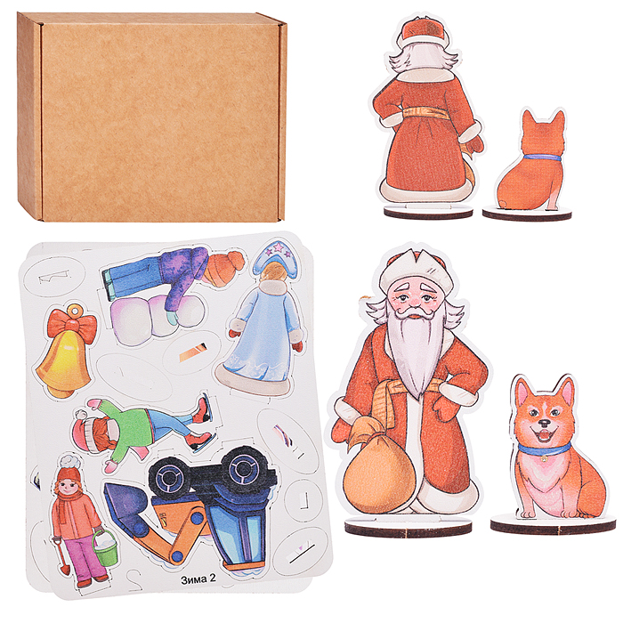 Игровой набор "Зимние забавы" (дерево) крафтовая коробка Игровой набор "Зимние забавы" (дерево) крафтовая коробка