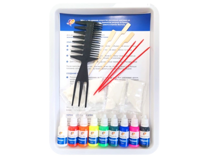 Набор для рисования на воде "Эбру" 9 цветов 