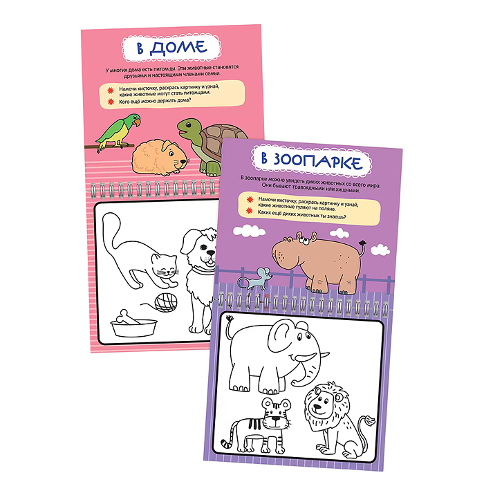 Многоразовые водные раскраски. Животные