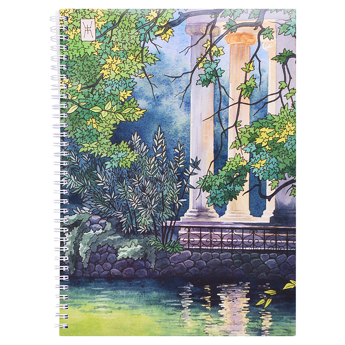 Тетрадь 96л.клетка "Акварель" А4 обл.:мел.картон, выб.лак,блестки "Золото" Евроспираль. 