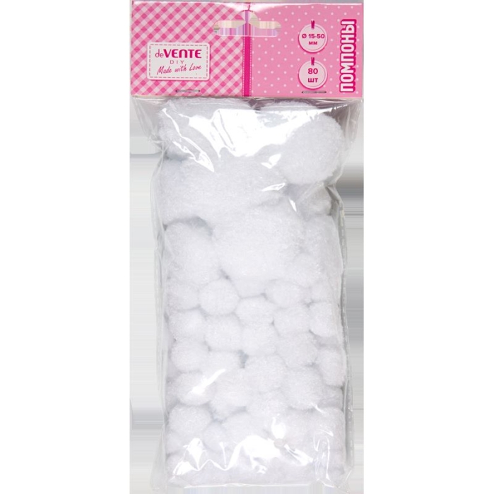 Набор помпонов для творчества "DIY" 80 шт, цвет белый Набор помпонов для творчества "DIY" 80 шт, цвет белый