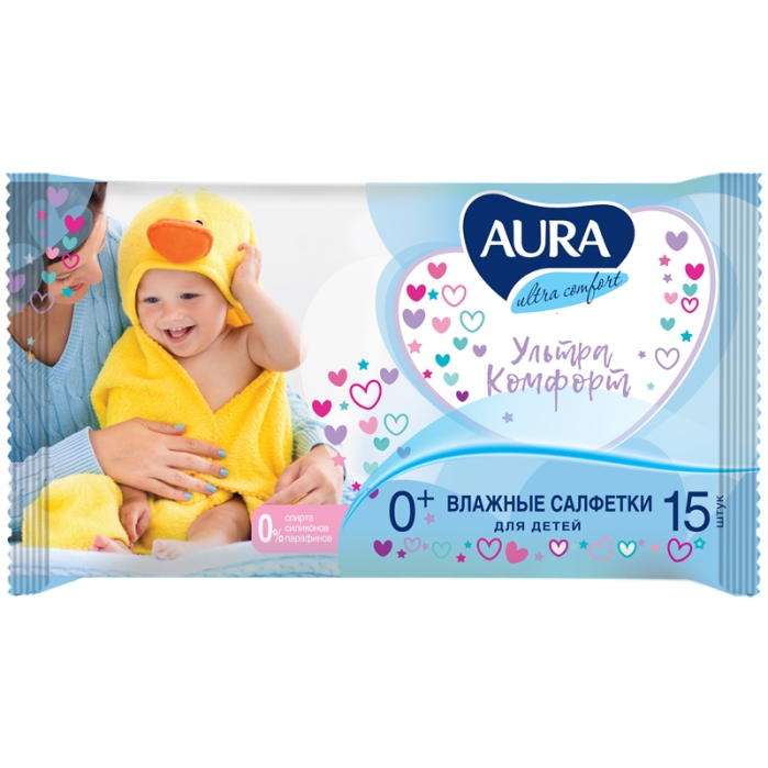 Салфетки влажные детские Aura "Ultra comfort" без спирта 