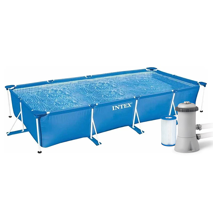 Бассейн каркасный Rectangular Frame прямоугольный 450х220х84 см, фильтр-насос, арт.28274NP INTEX 
