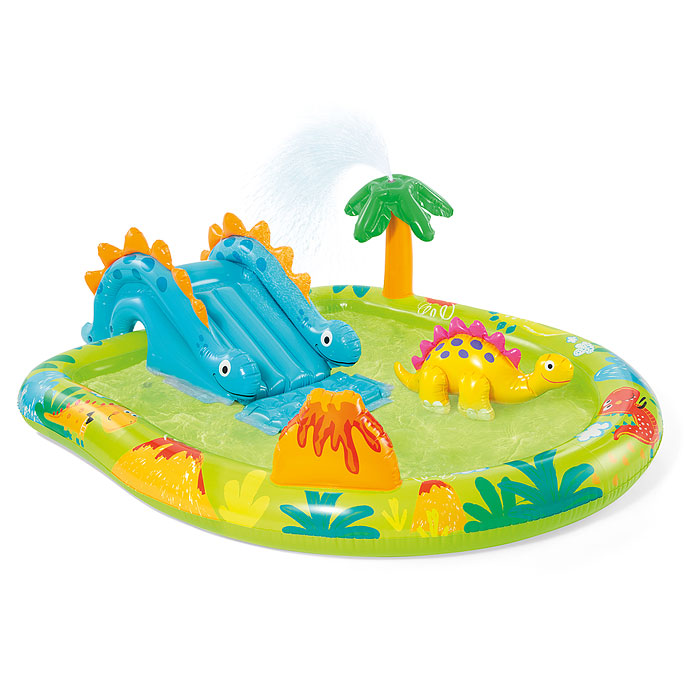 Бассейн надувной "Динозавры" с горкой, 191х152х58см, от 2 лет арт 57166NP. INTEX