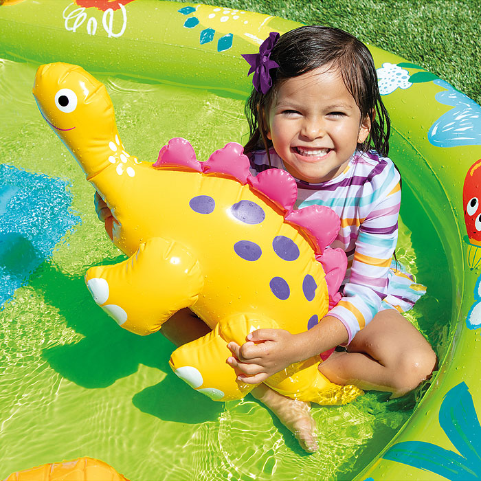 Бассейн надувной "Динозавры" с горкой, 191х152х58см, от 2 лет арт 57166NP. INTEX