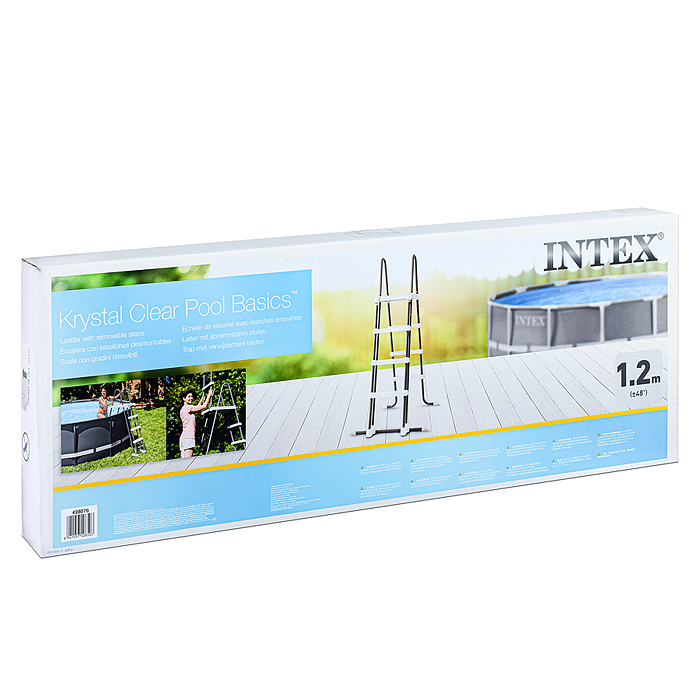Лестница для бассейнов до 122см, 3 ступеньки, с площадкой, с защитой, 28076 INTEX