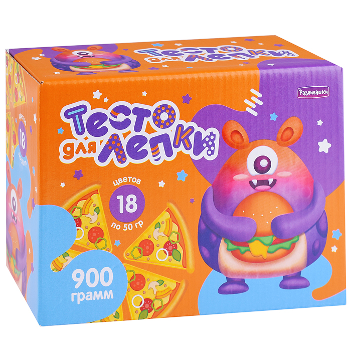 Тесто для лепки в коробке, тесто 900гр, 18 цветов Тесто для лепки в коробке, тесто 900гр, 18 цветов