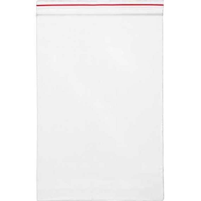 Пакет упаковочный с замком Zip Lock 100x150 мм, ПНД, 35 мкм, прозрачный, с красной полосой