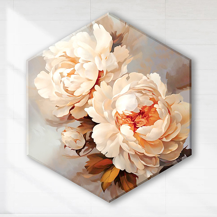 Картина по номерам 37х32 "Нежные пионы" с поталью Гексагон (26 цветов)
