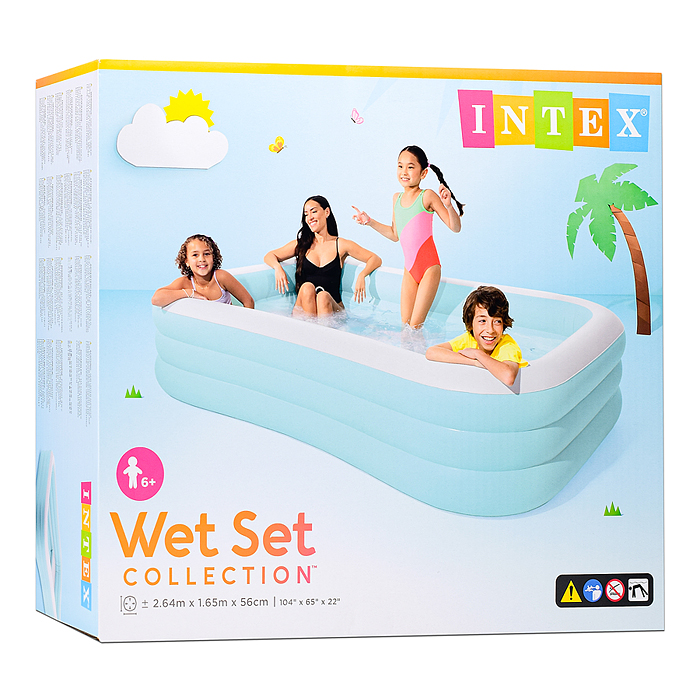 Бассейн надувной семейный "Swim Center" с сиденьями и подстаканниками, 264х165х56см, от 6 лет, 58497