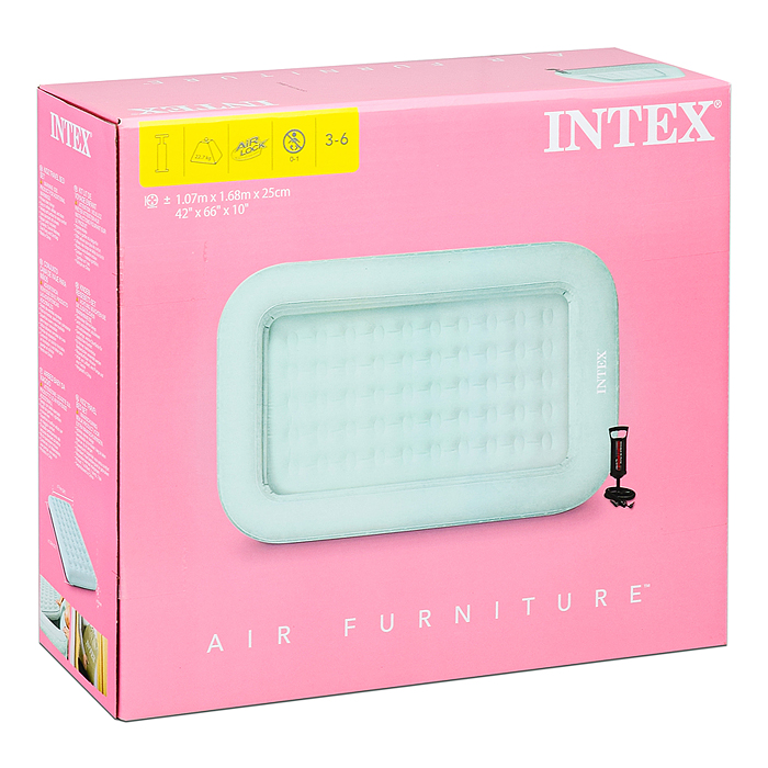 Надувной матрас с бортами для детей Kidz Travel Bed Set Intex 66810NP, ручной насос и сумка