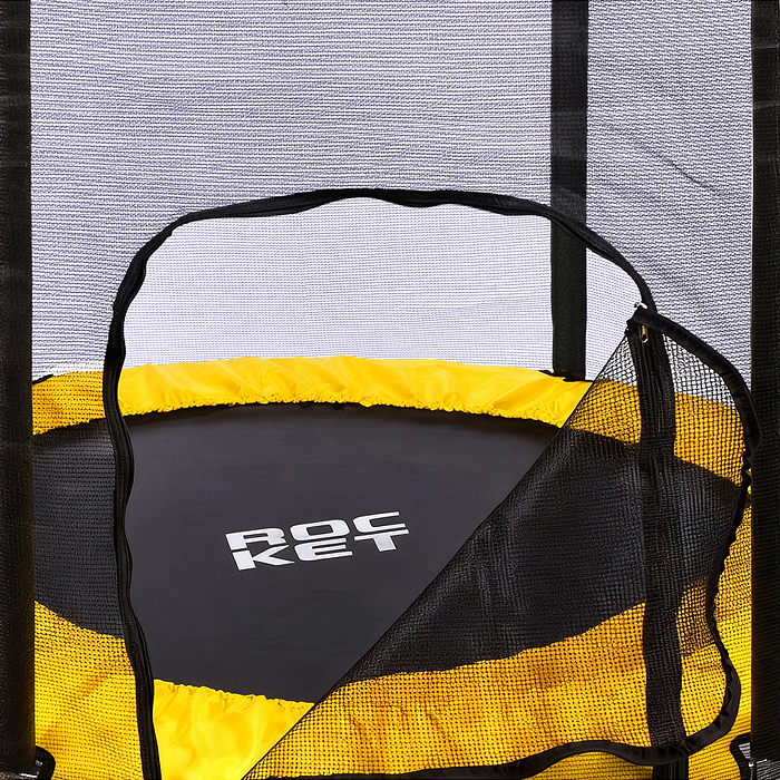 Батут ROCKET, d=140, внешняя сетка высотой 88 см., общая высота 122 см. черный с желтым