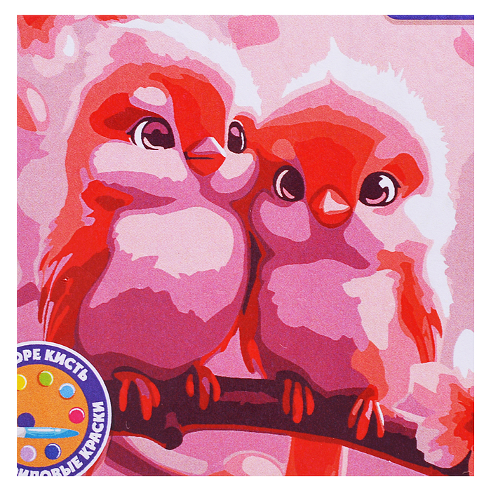 Картина по номерам "Милые птицы на ветке" 20х20см 