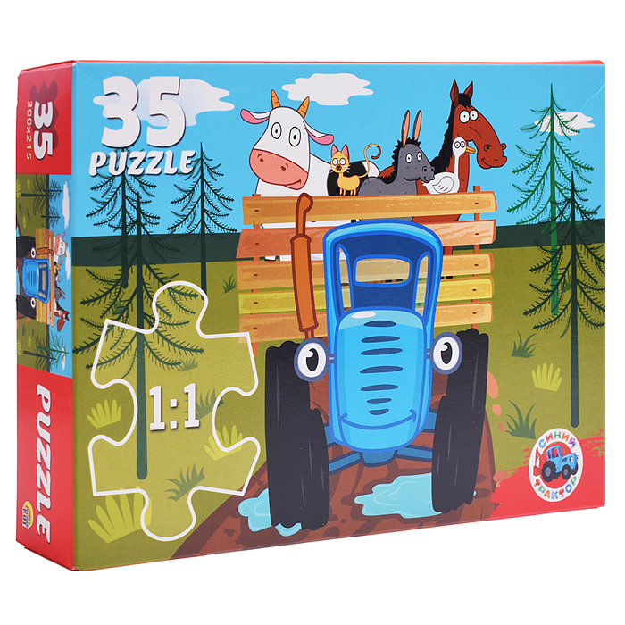 Пазлы 35 "Синий трактор"