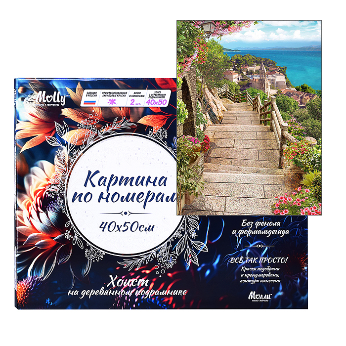 Картина по номерам 40х50 "Спуск к морю" 28 цветов