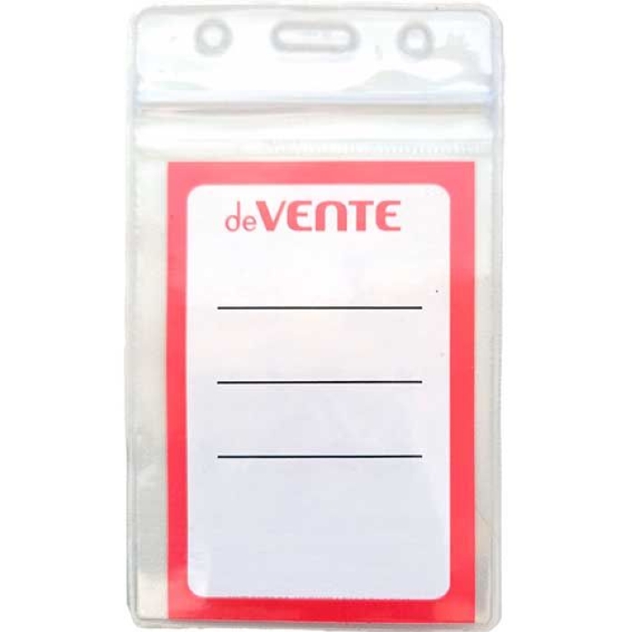 Бейдж 70x120 мм, вертикальный, ПВХ 280 мкм, прозрачный, на молнии