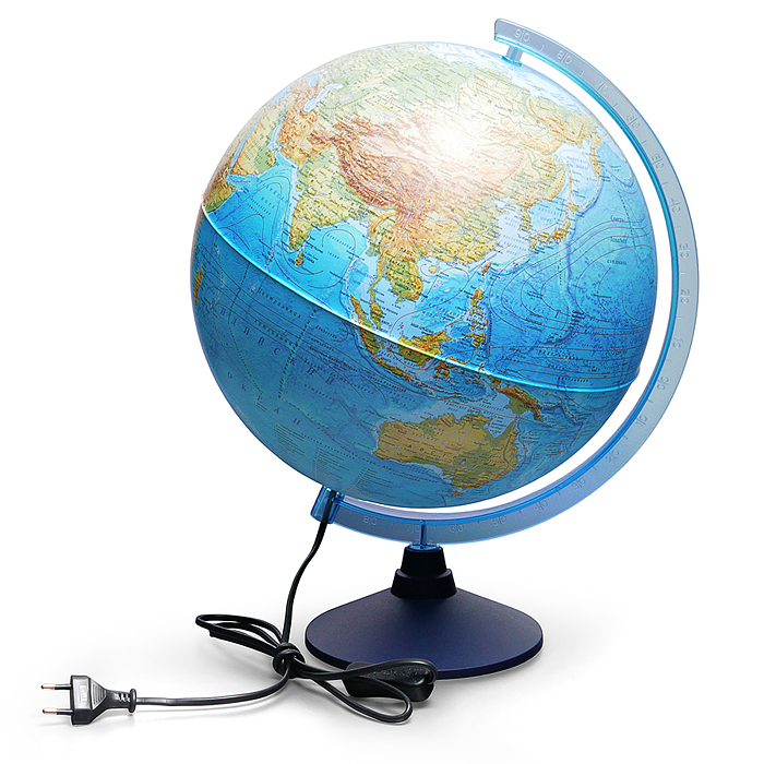 Интерактивный глобус Земли физико-политический 320мм с подсветкой от сети