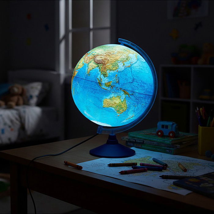 Интерактивный глобус Земли физико-политический 320мм с подсветкой от сети