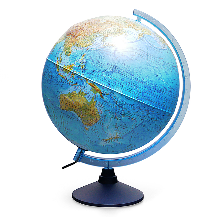 Интерактивный глобус Земли физико-политический рельефный 320мм с подсветкой